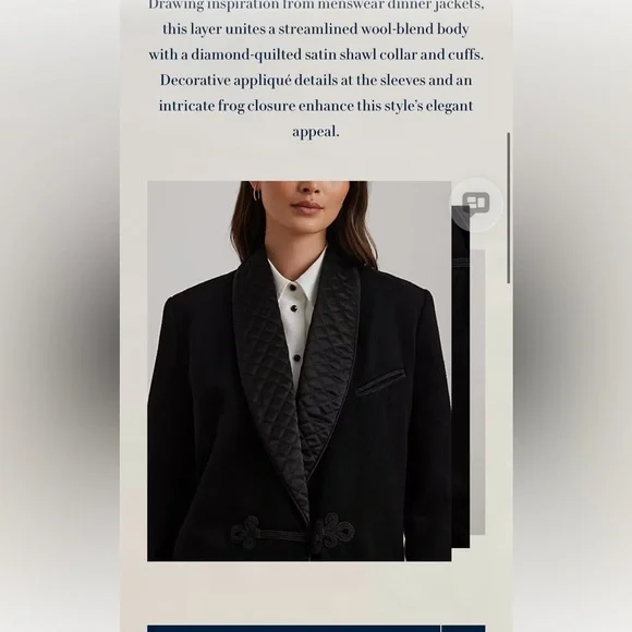 LAUREN Quilted-Satin-Trim Wool-Blend Coat - Picture 4 of 16